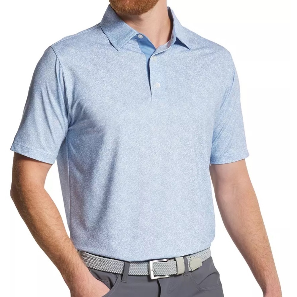 FootJoy Baby Blue Speckle Print Lisle Golf Polo